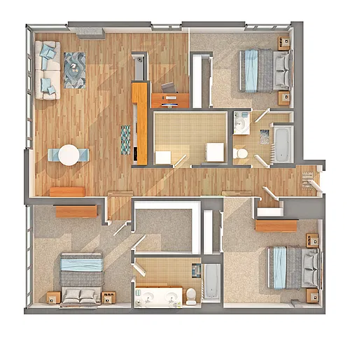 Floor plan 3x2 Den - A