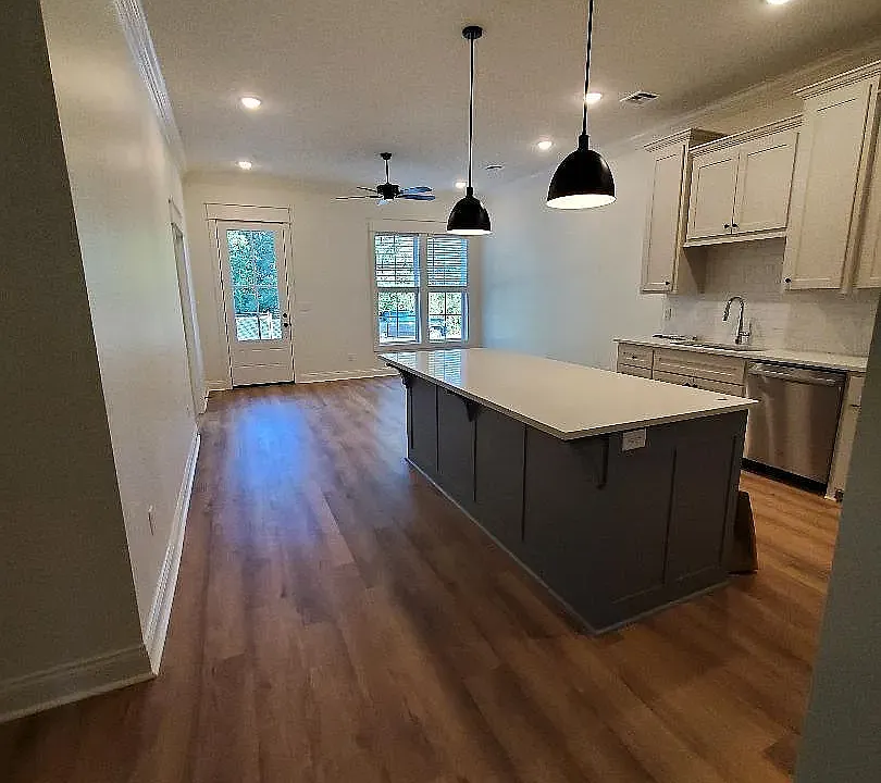 Kitchen looking towards living