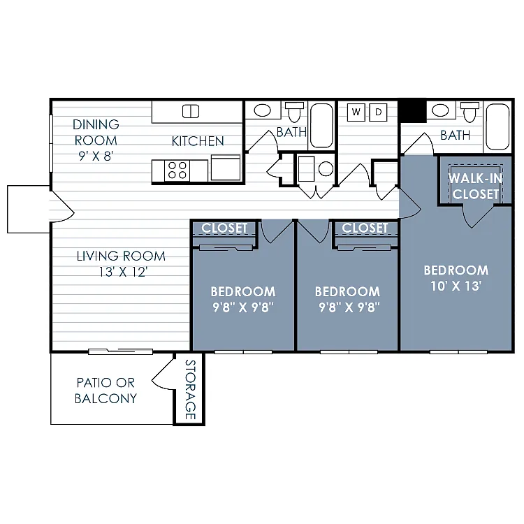 Floor plan 3 Bedroom 2 Bathroom