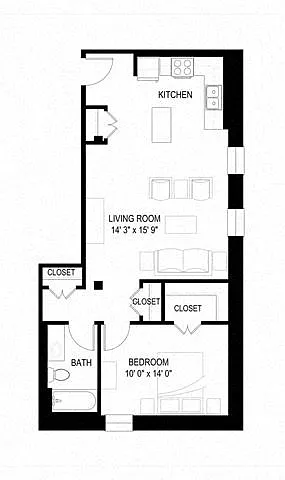 Floor plan 1 BR - C