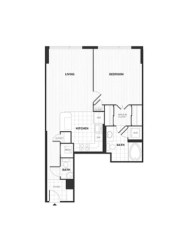 Floor plan 1 Bed/1.5 Bath