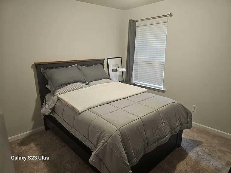 Room 1 with full sized memory foam firm mattress