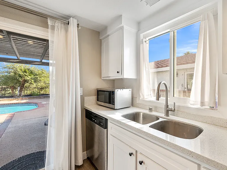 Kitchen looking out to pool