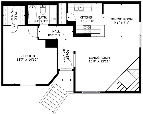 Floor plan 1 bedroom 1 bath