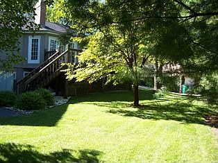 Park-like backyard, brand new deck