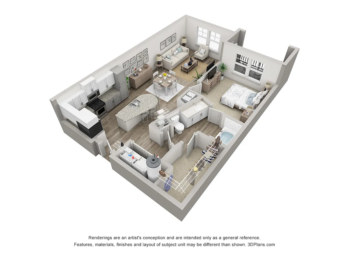 Floor plan Pellestrina 1 BD, 1BA
