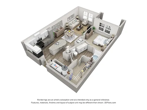 Floor plan Pellestrina 1 BD, 1BA