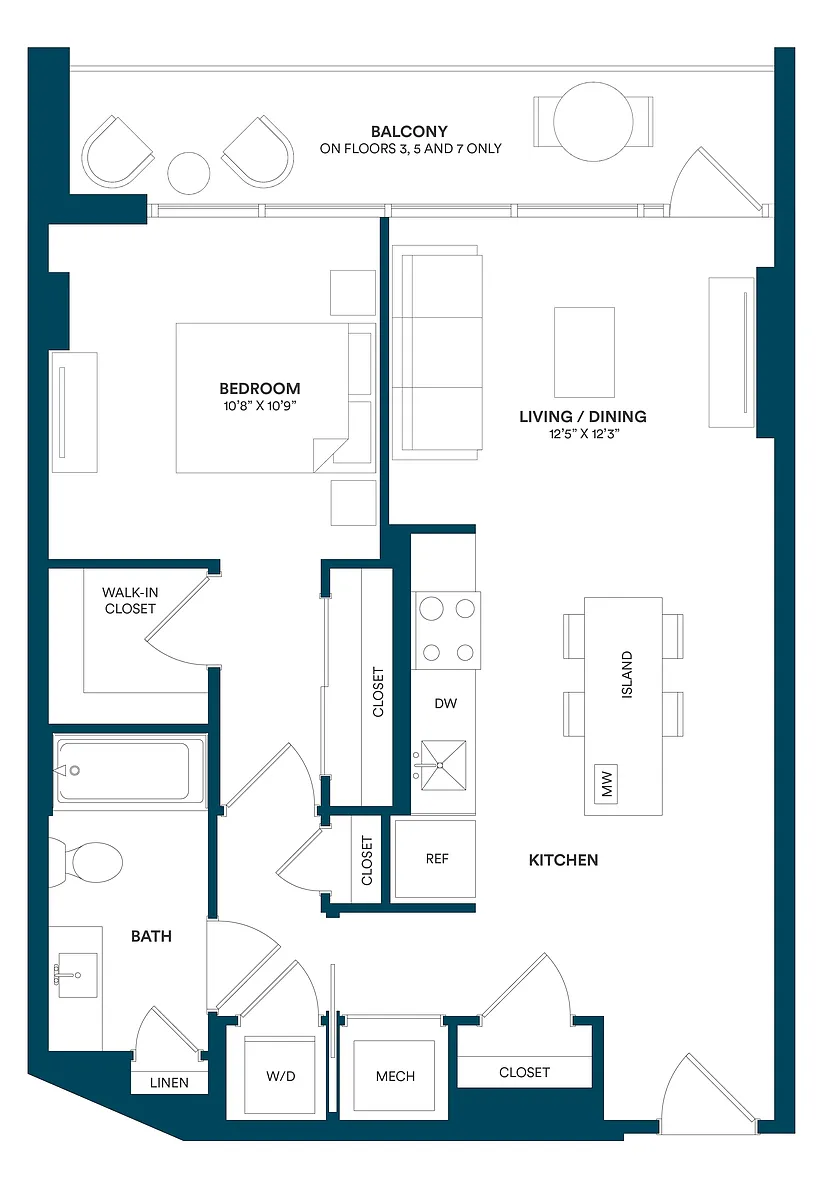 Floor plan 1 Bed/1 Bath-F TYP 11