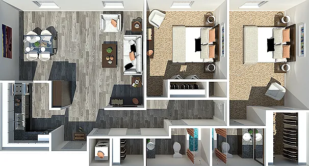 2 Bedroom | 2 Bathroom 1075 Square Feet 2 Bedroom | 2 Bathroom 1075 Square Feet