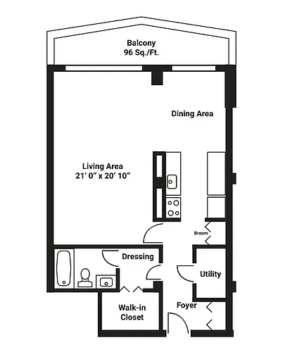 Floor plan Studio (658 sq. ft.)