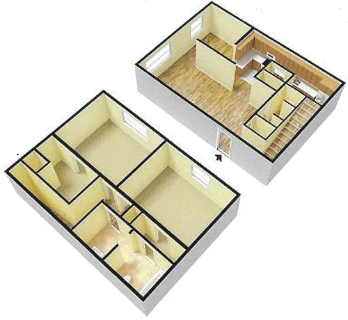 Floor plan 2 Bedroom Townhome