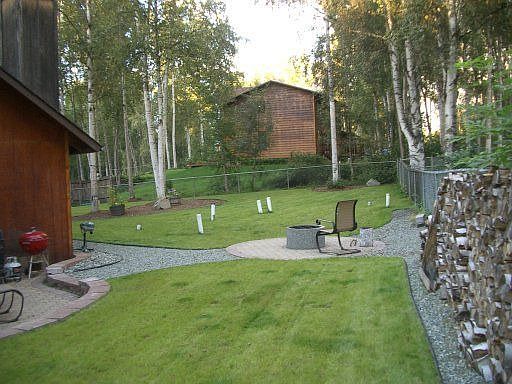 Newly Landscaped Yard with Fire Pit