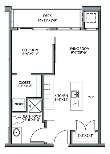 Floor plan 1 Bedroom F