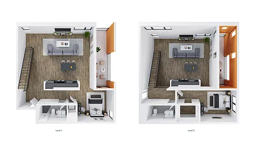 Floor plan 2 Bedroom Loft B1