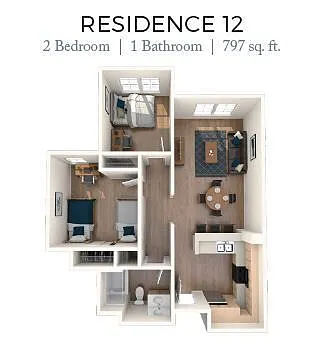 Floor plan 2BD, 1BTH V