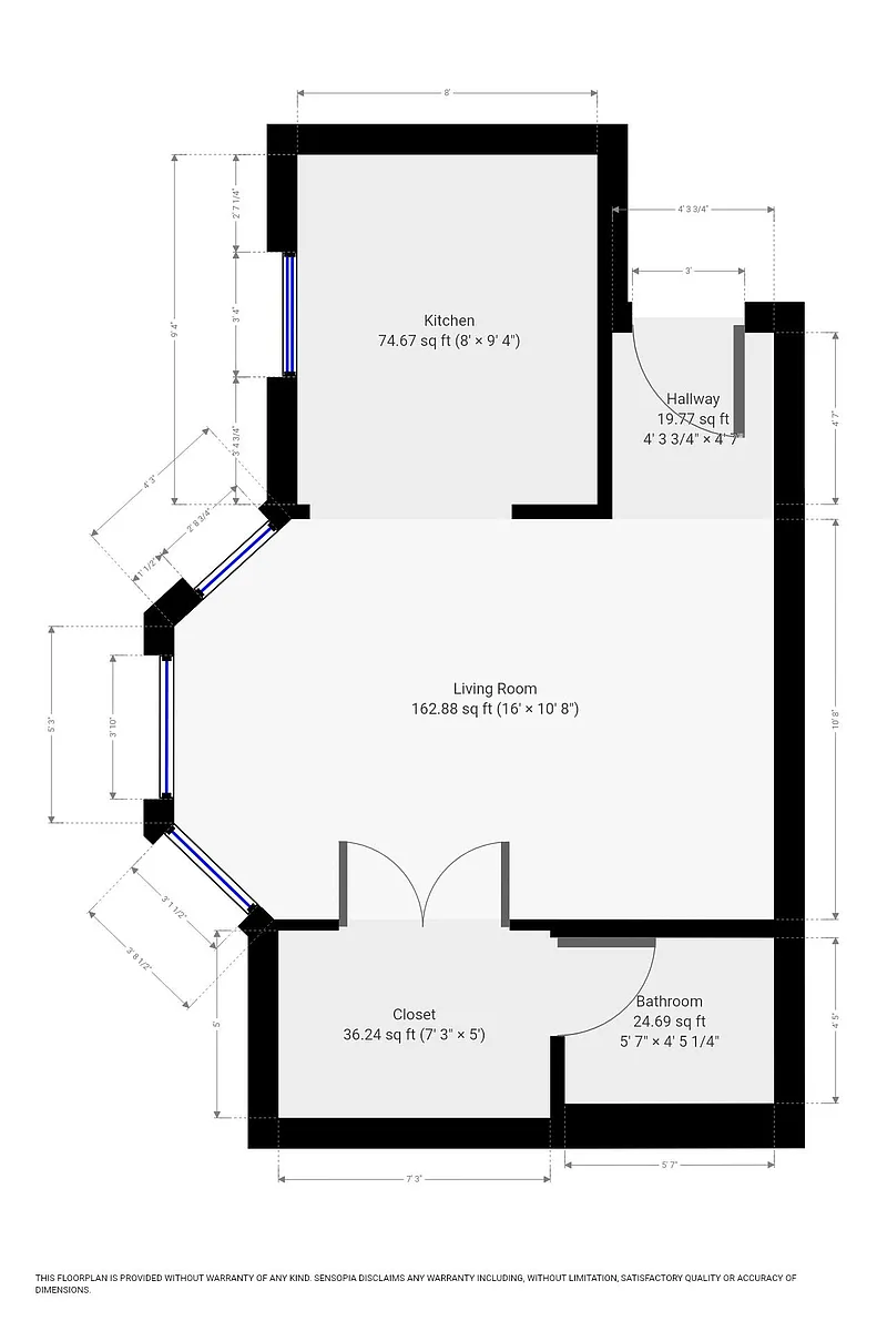 Floor plan Studio - Bay Windows