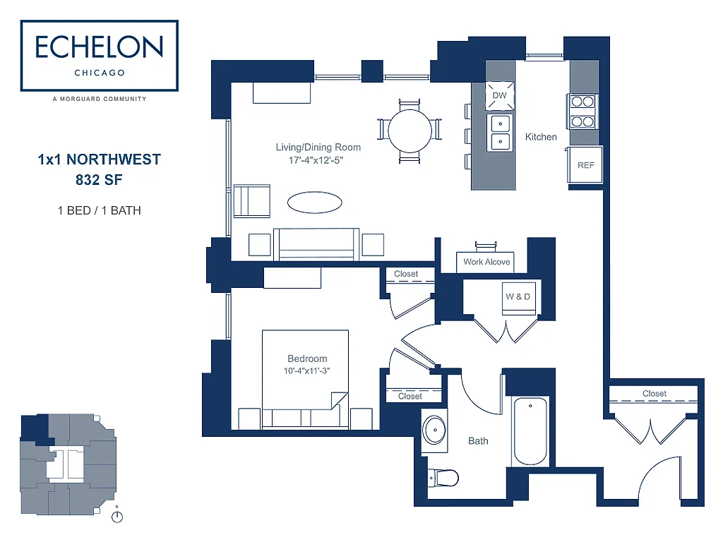 Floor plan 1x1 Northwest
