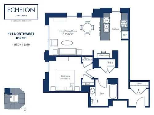 Floor plan 1x1 Northwest