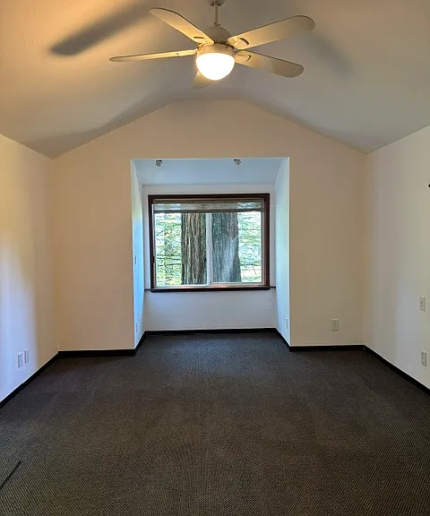 Bedroom view with bay window