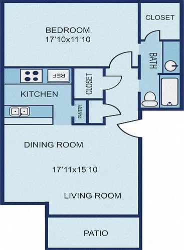 Floor plan A2 - Deluxe 1BR