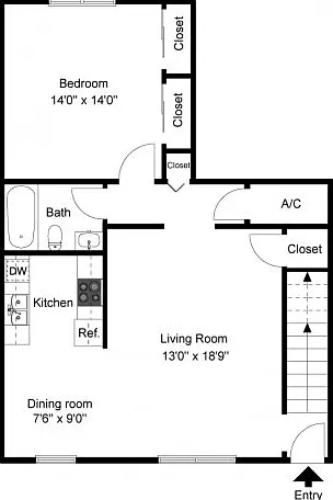 One bedroom floor plan One bedroom floor plan