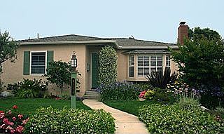 Professionally landscaped front yard