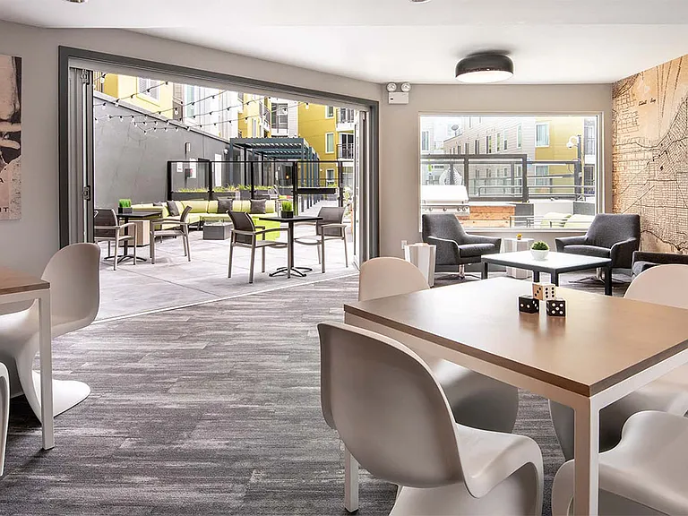 Apartment community Resident Lounge at Griffis Belltown in Seattle, Washington.