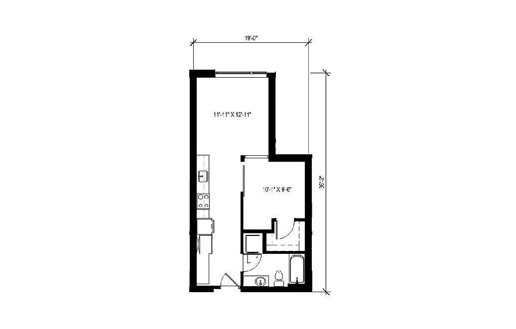 Floor plan Urban 1 Bedroom - U17