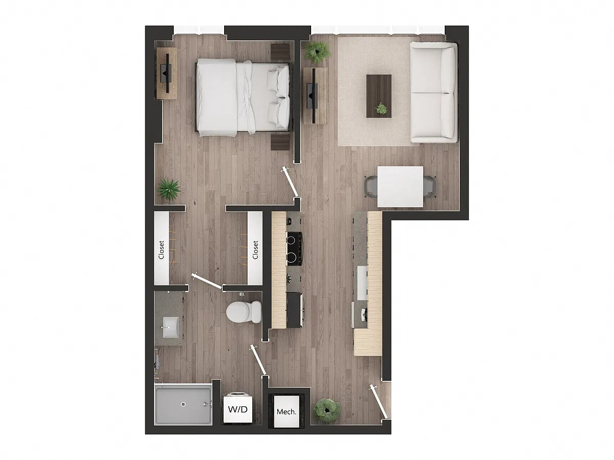 Floor plan 1BD1v