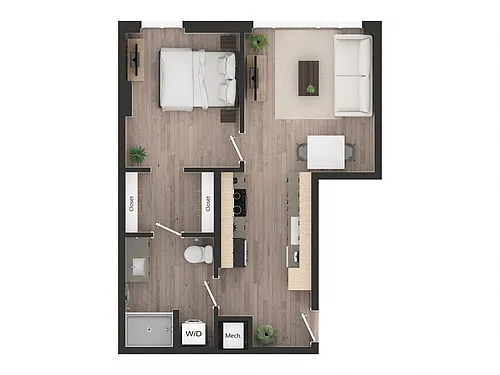 Floor plan 1BD1v