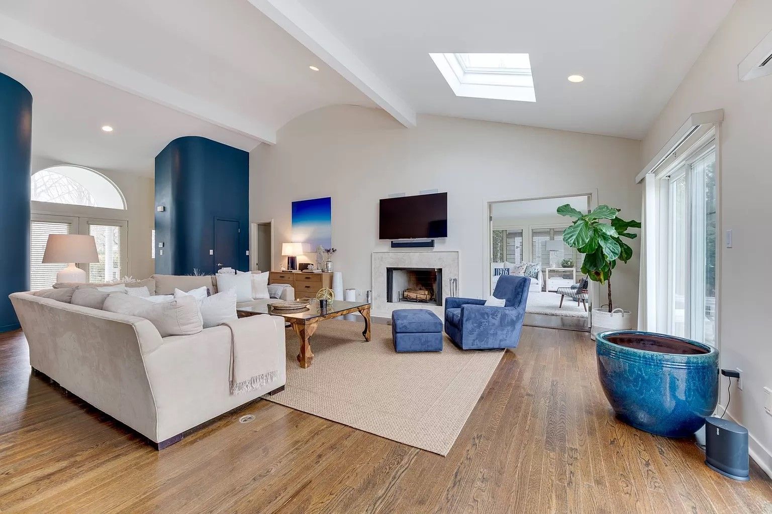  Living Room with fireplace and tv