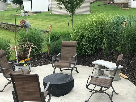 Fireplace on patio area 