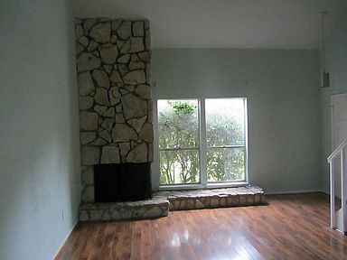 Living room with fireplace.