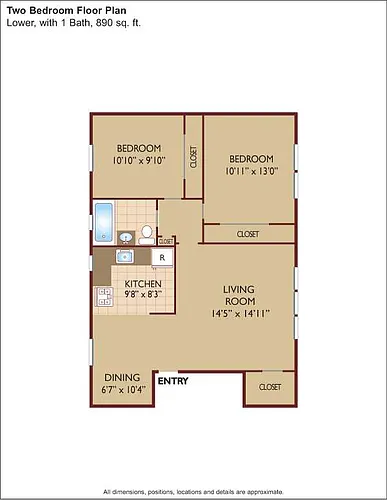 Floor plan $2.26/sq.ft. - 2 Bedroom