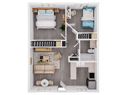 Floor plan 2 Bed 1 Bath Down