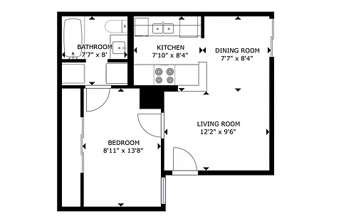Floor plan 1 bedroom 1 bath