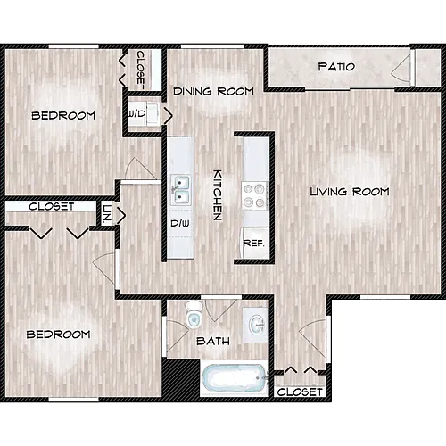 Floor plan 2 Bed 1 Bath