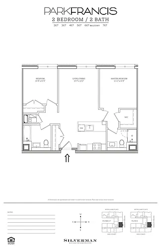 Floor plan Two Bedroom with Balcony 686-687