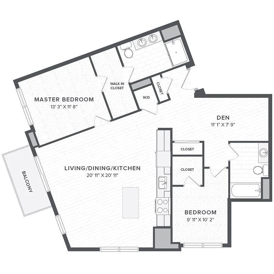 Floor plan 2B2BA+D-2D