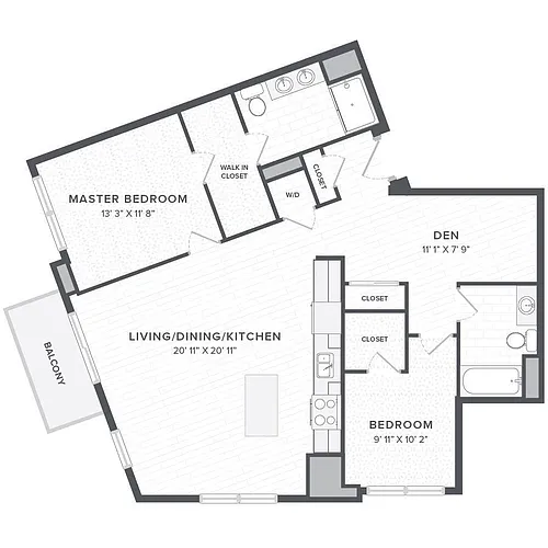 Floor plan 2B2BA+D-2D