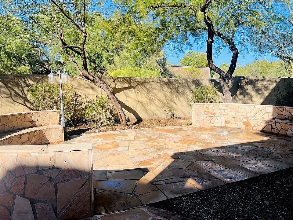 Flagstone backyard