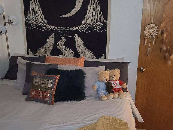 Master bedroom with king sized bed