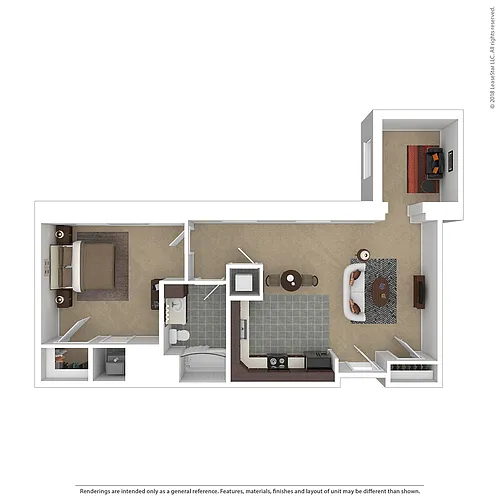 Floor plan Counting House Lofts 71 One Bedroom plus Den