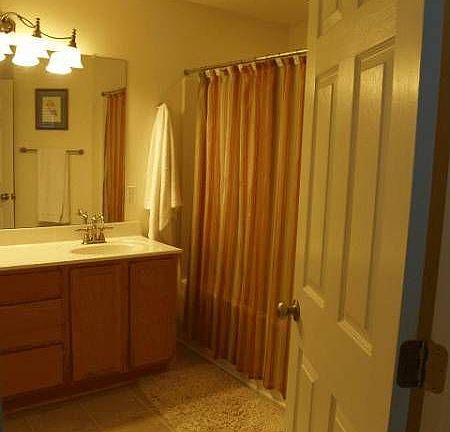 His & Hers Master Bath, Private Toilet, Linen Closet, Tile Flooring