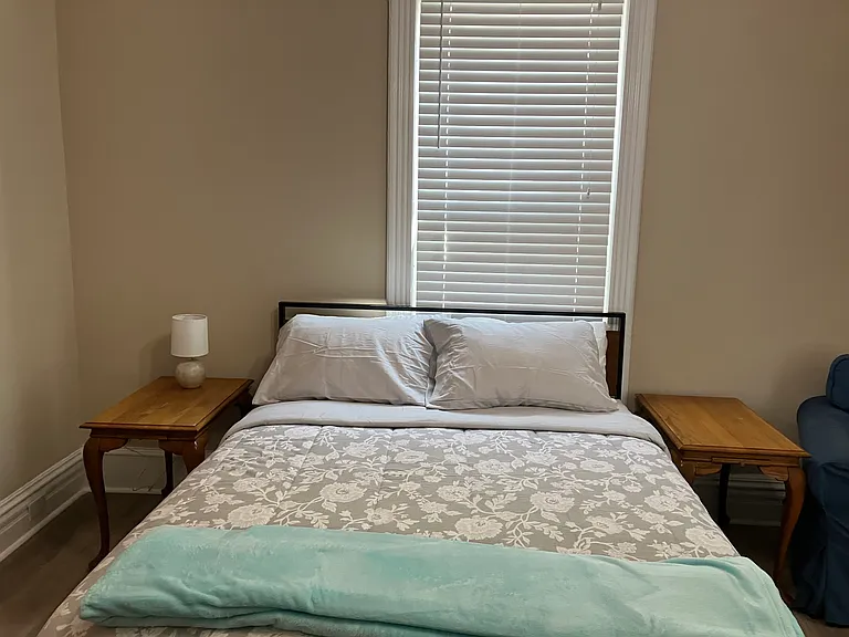 New queen-size bed with hybrid mattress