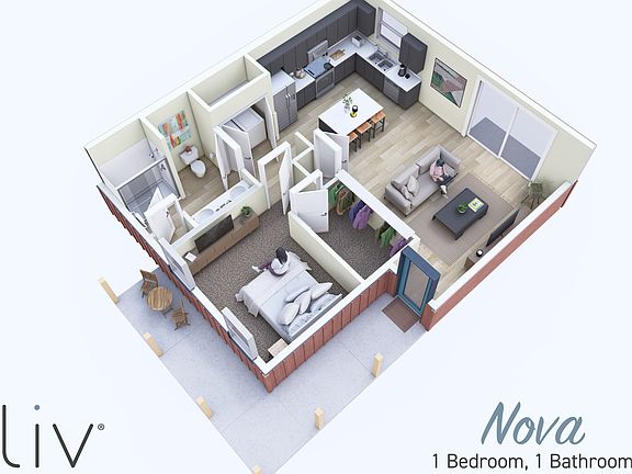 Nova Floorplan 1 Bedroom, 1 Bathroom