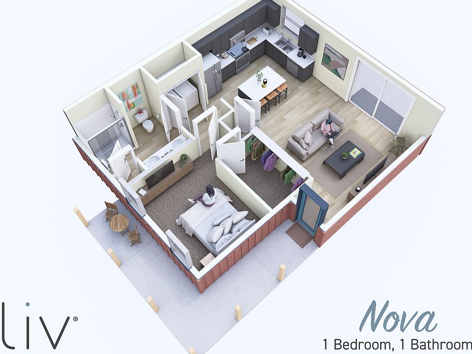 Nova Floorplan 1 Bedroom, 1 Bathroom