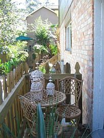 Enjoy your morning coffee here overlooking the pool!
