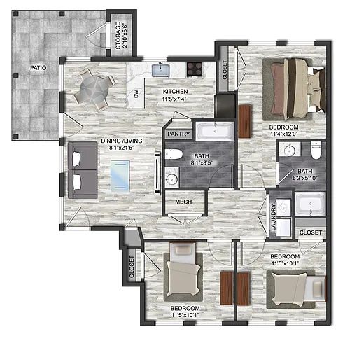Floor plan Three Bedroom
