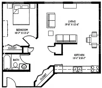 Floor plan One Bedroom A Small